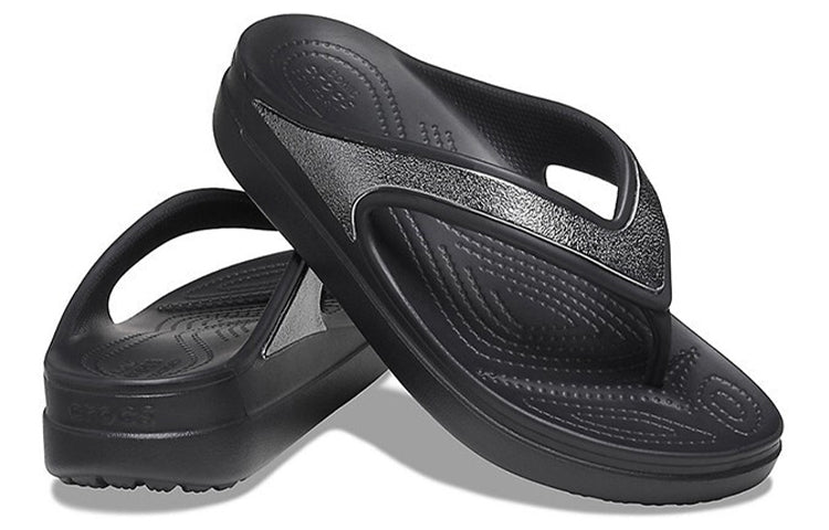 (WMNS) Crocs Thick Sole Black Slippers 206919-001