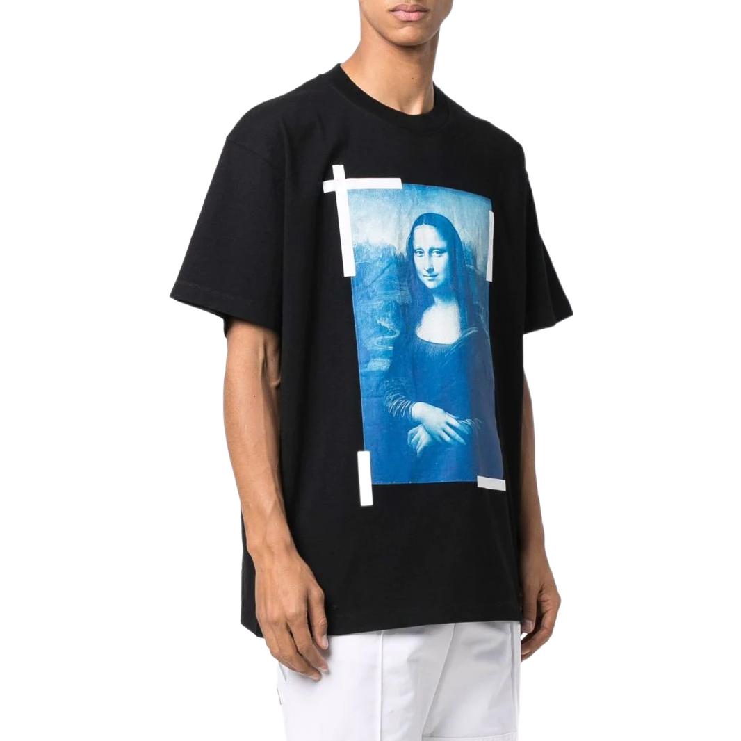 Men's Off-White SS22 Solid Color Character Pattern Printing Short Sleeve Loose Fit Black T-Shirt OMAA038C99JER00210451045
