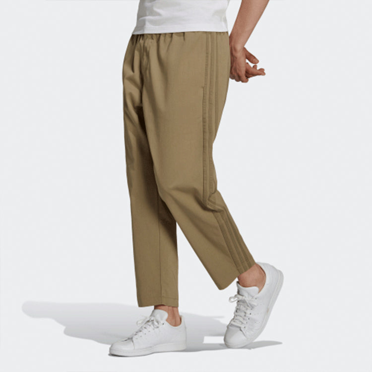 Men's adidas originals C Twill Pant Solid Color Side Stripe Sports Pants/Trousers/Joggers Khaki HG4866