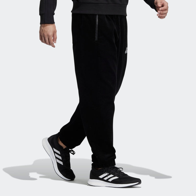 Men's adidas Embroidered Logo Corduroy Bundle Feet Sports Pants/Trousers/Joggers Black HG1837