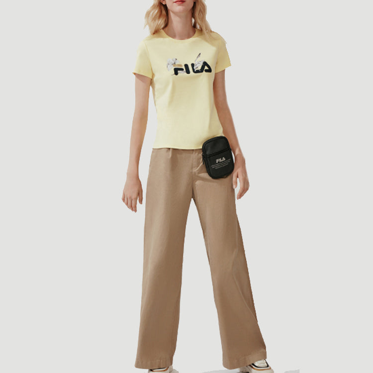 (WMNS) FILA City Subject Printing logo Alphabet Short Sleeve Yellow F11W018136F-YE