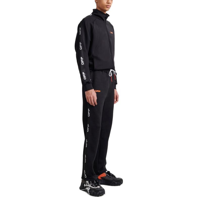 Men's Off-White SS22 Side Logo Lacing Straight Sports Pants/Trousers/Joggers Ordinary Version Black OMVI005I21FAB0011020