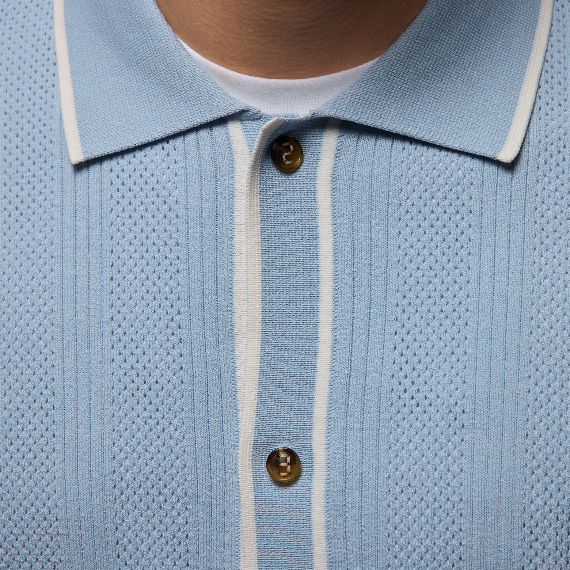 Air Jordan Sport Knit Button-Down Golf Top shirt 'Light Armory Blue' HV1157-440