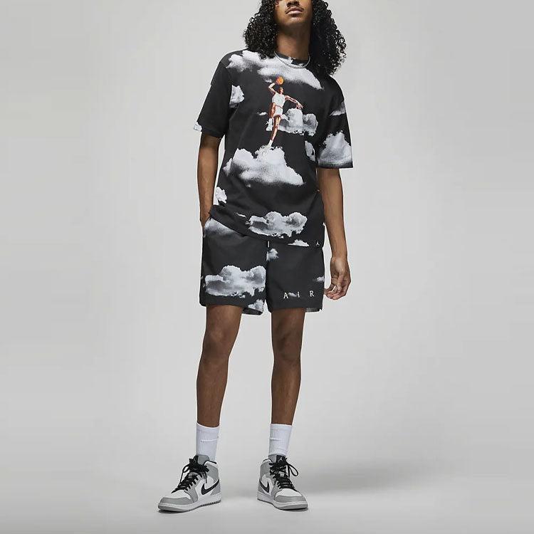 Men's Air Jordan Casual Printing Round Neck Pullover Short Sleeve Black T-Shirt DM1437-010