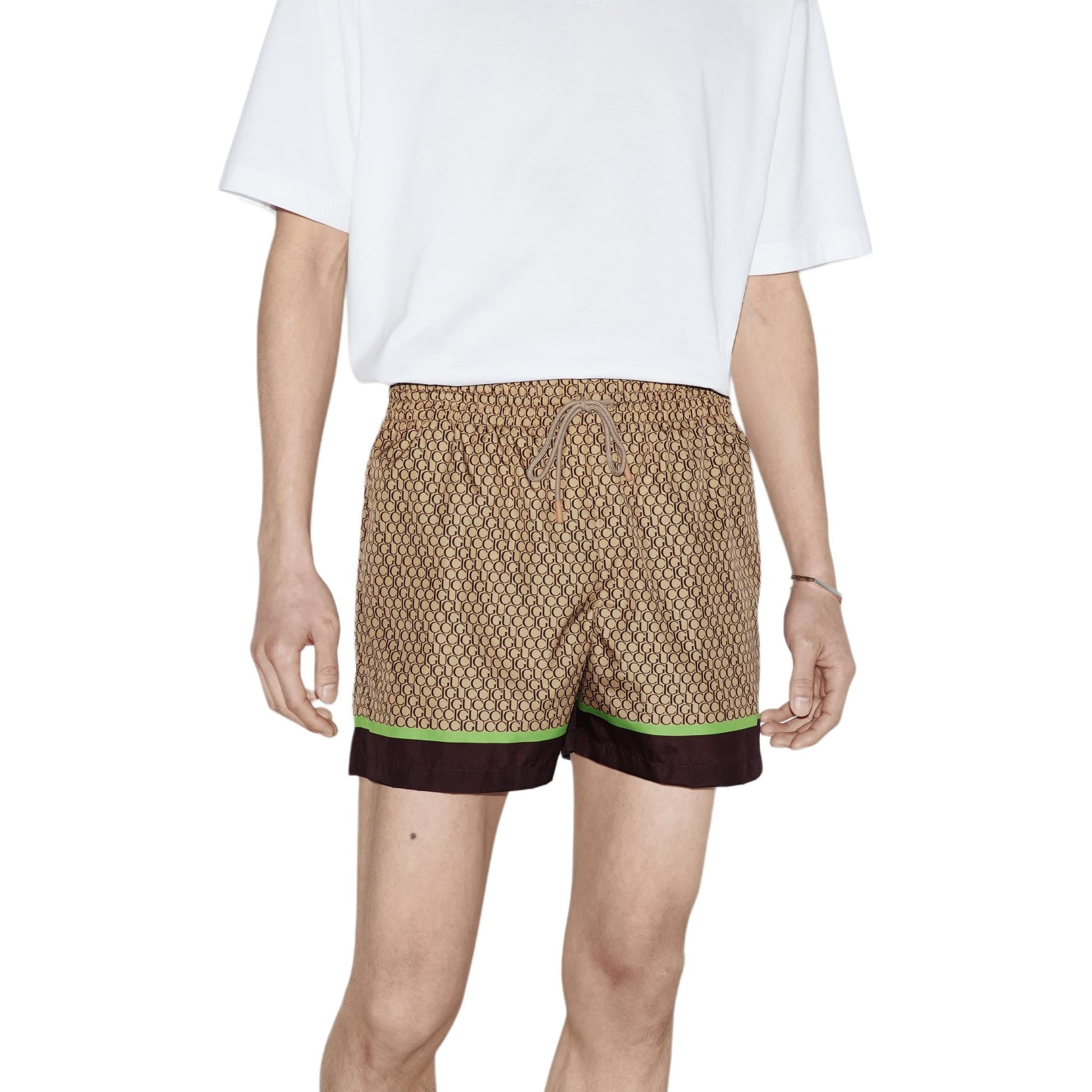 Gucci Allover Gucci Print Nylon Swim Shorts 'Beige Ebony' 791101-XHAJO-2270