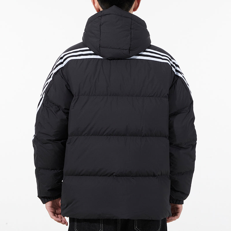 adidas 3st Puffy Dwn J Casual Sports Stay Warm hooded down Jacket Black H20754