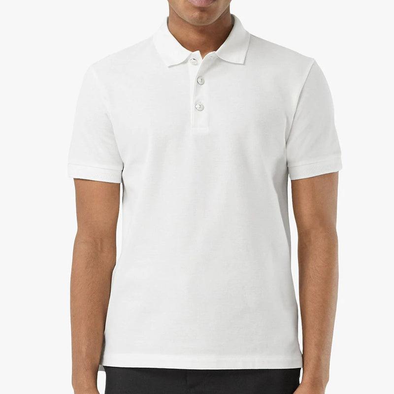 Men's Burberry SS21 Mesh Cotton Short Sleeve Polo Shirt White 80288721