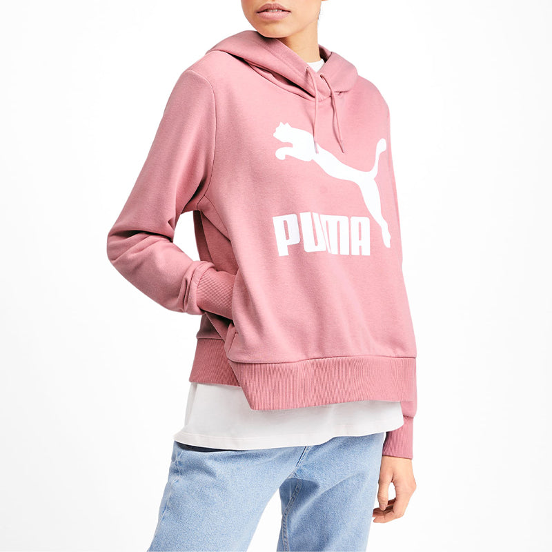 (WMNS) PUMA Classics Logo Casual Sports Hoodie Pink Red 595915-14