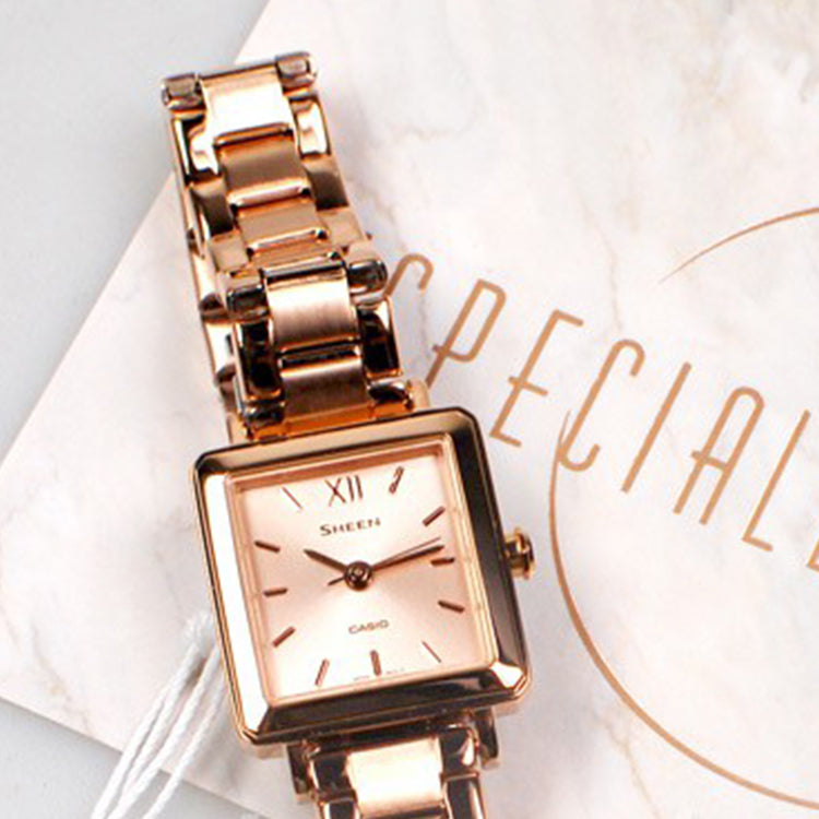 CASIO SHEEN Sapphire Crystal Rose Gold Analog SHE-4538PG-4A