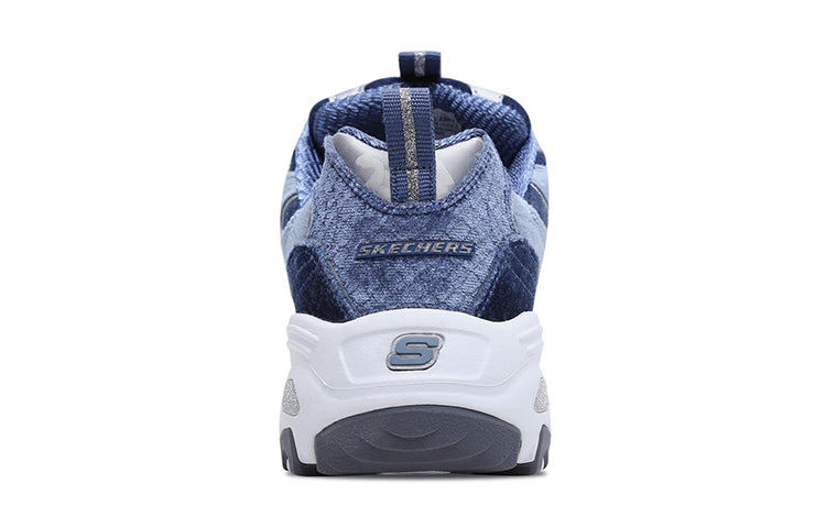 (WMNS) Skechers D'Lites Velvet Low-top Clunky Shoes Gray/Blue 11917-SLT