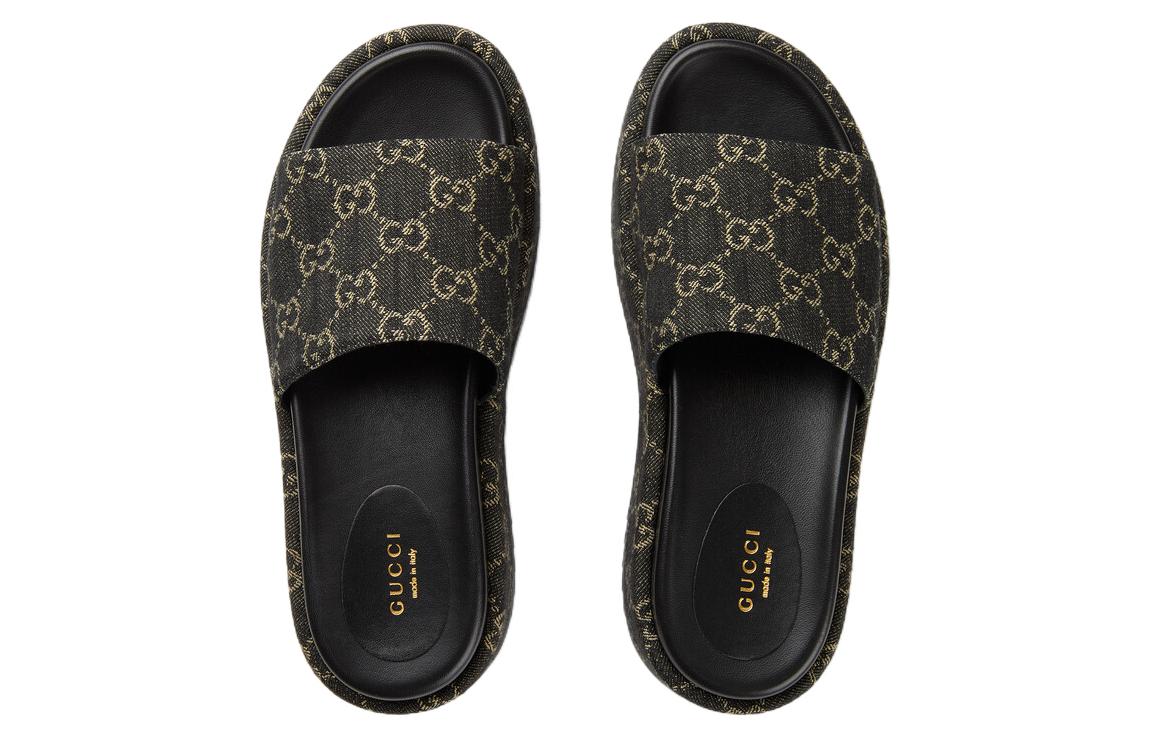 (WMNS) Gucci GG Lame Platform Slide Sandal 'Black' 623212-UN300-1289