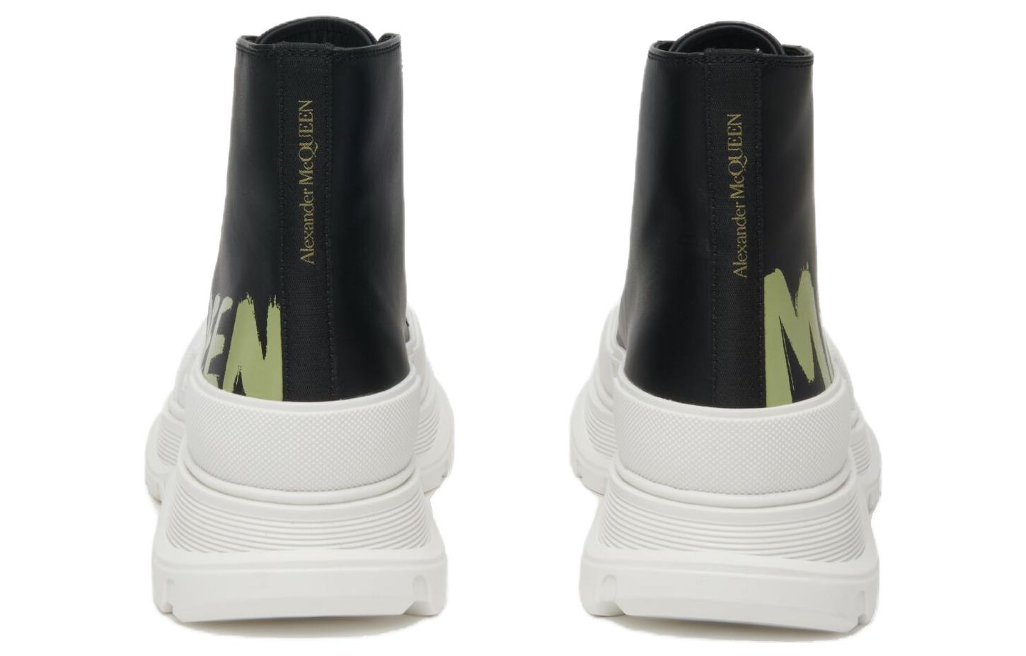 Alexander McQueen Tread Slick Lace-up High Top Shoes 'Black White' 777960WIAT61680