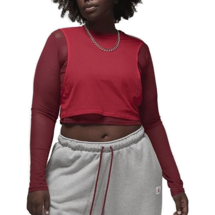 (WMNS) Air Jordan x Teyana Taylor Long Sleeve Mesh T-Shirt 'Red' FB2616-687