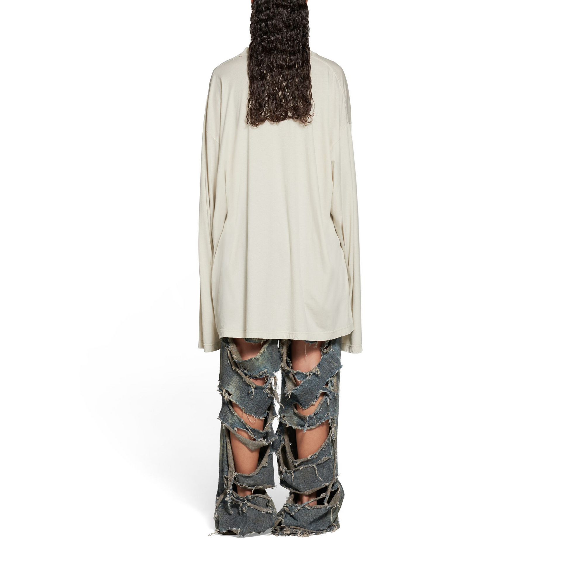 Balenciaga Long Sleeve T-shirt Oversized 'Off White' 739783TOVF49199