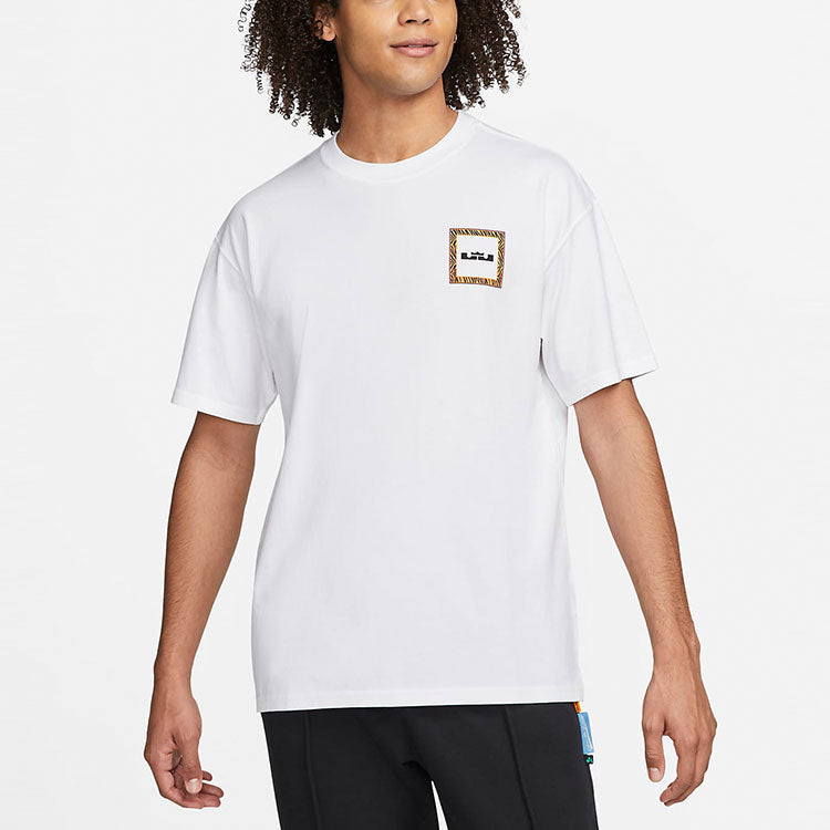 Nike Back Stripe Pattern Printing Basketball Round Neck Casual Short Sleeve White DQ1882-100