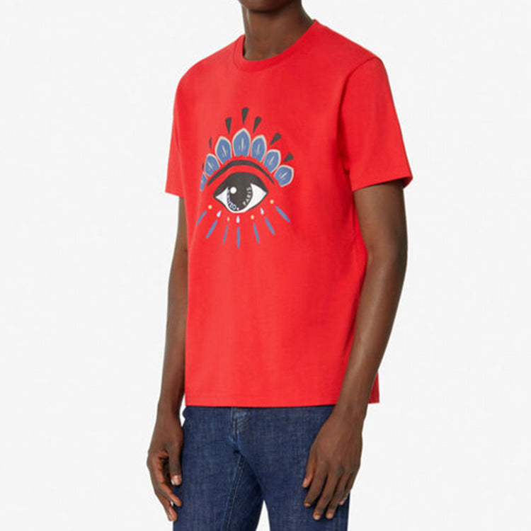 Men's KENZO Classic Eye Printing Round Neck Short Sleeve Red FA55TS0494YC-21