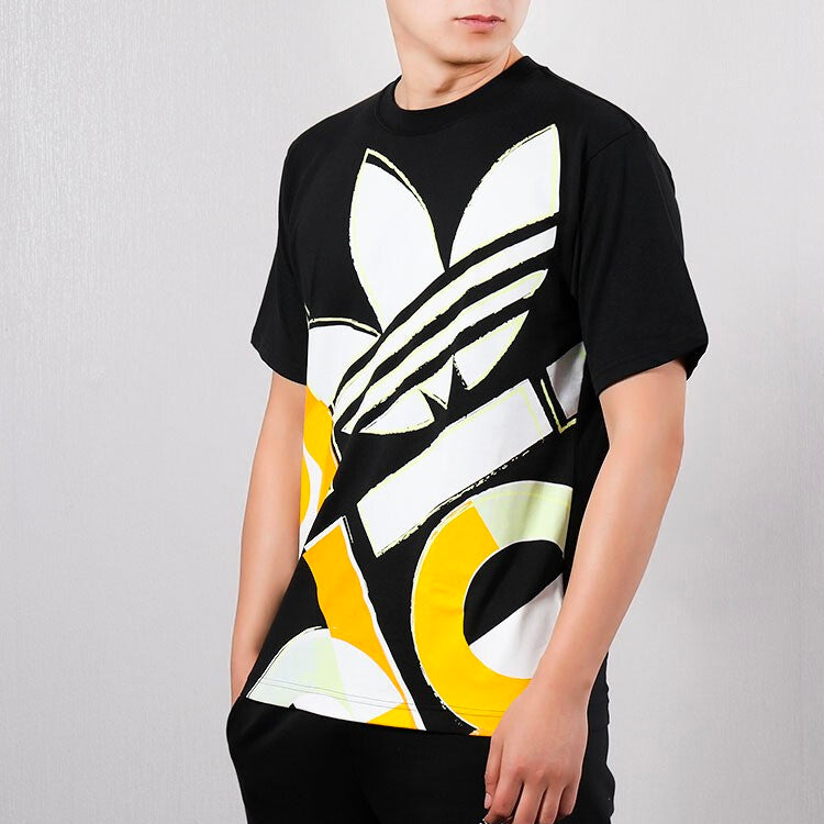 adidas originals Large logo Graffiti Sports Short Sleeve Black DV3287