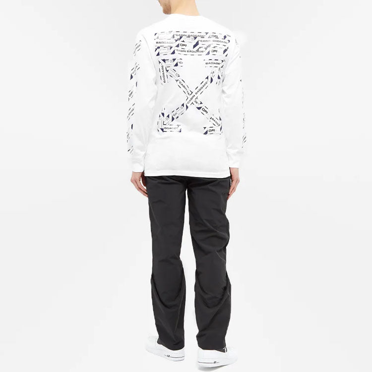 Men's Off-White FW21 Rubber Strap Long Sleeves Slim Fit White T-Shirt OMAB001S201850030188