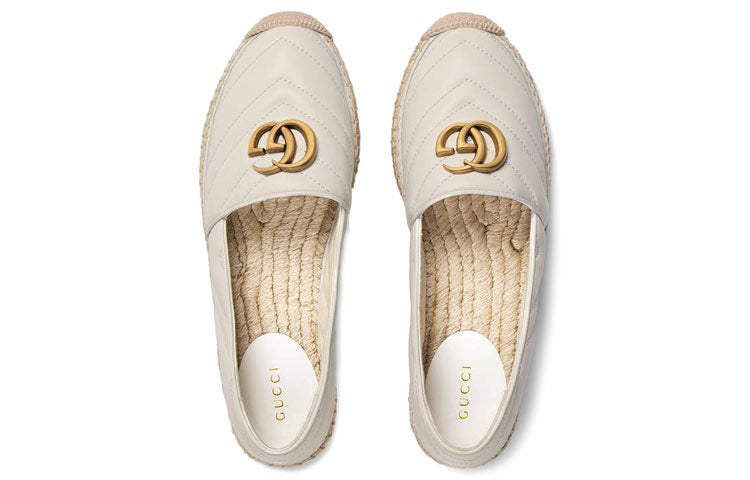(WMNS) Gucci Leather Espadrille Double G 'White' 551890-BKO00-9014