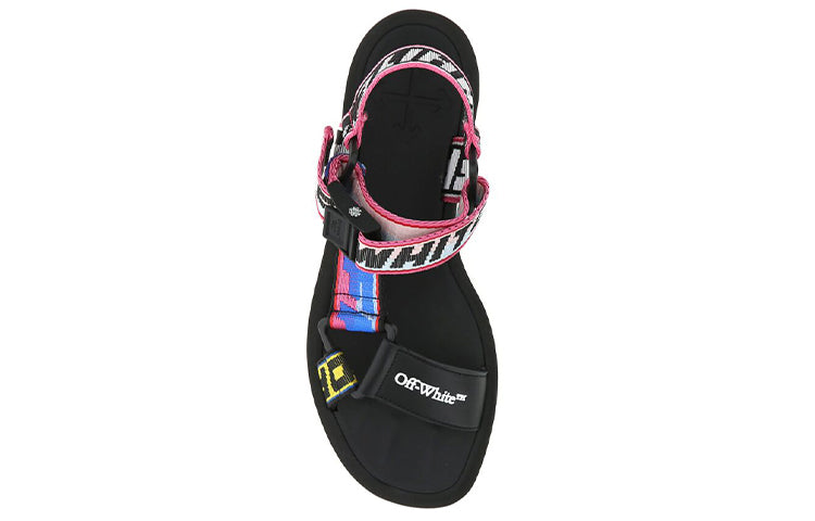(WMNS) OFF-WHITE Logo-Strap Trek Sandals 'Black Multi-Color' OWIH007S21FAB0011084