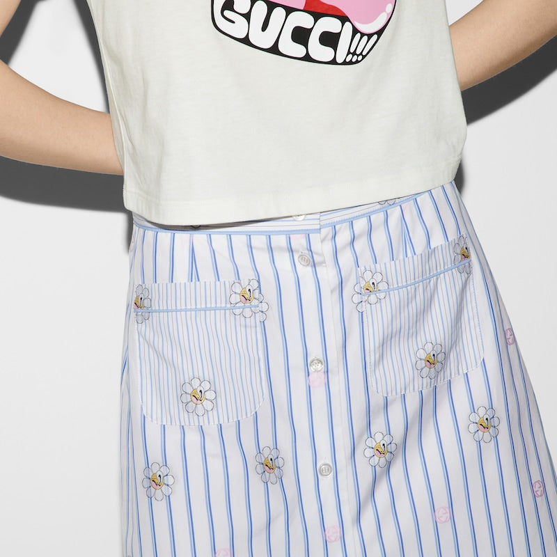 (WMNS) Gucci Interlocking G And Flower Print Skirt 'White Light Blue' 781768-ZAQFC-9241