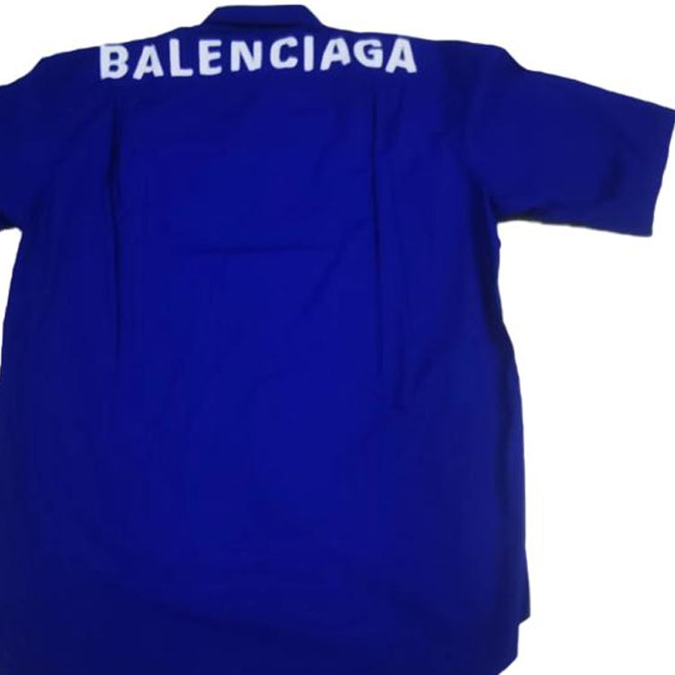 Balenciaga Back Logo Cotton Poplin Shirt 'Blue' 556913TEM164210