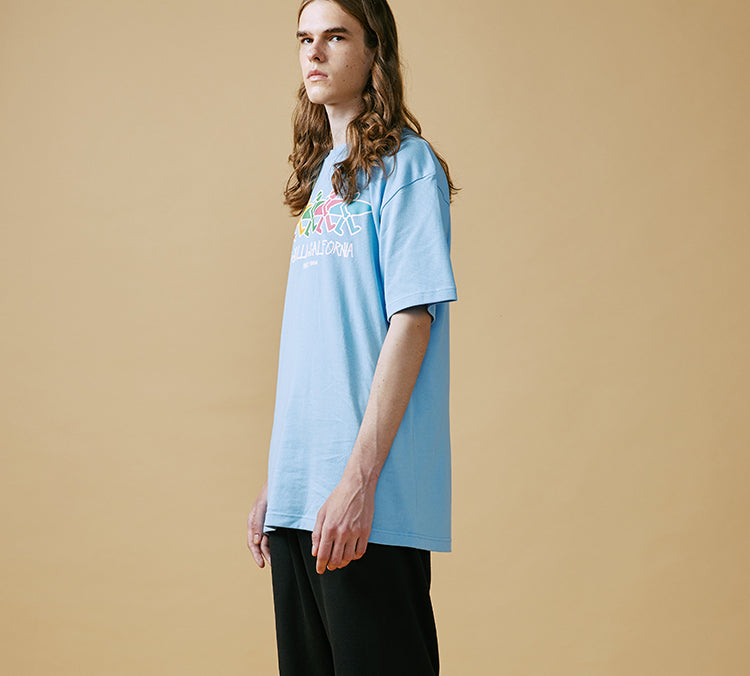 PJ's Vigor Pattern Printing Short Sleeve Unisex Blue 20SSTS1027-P