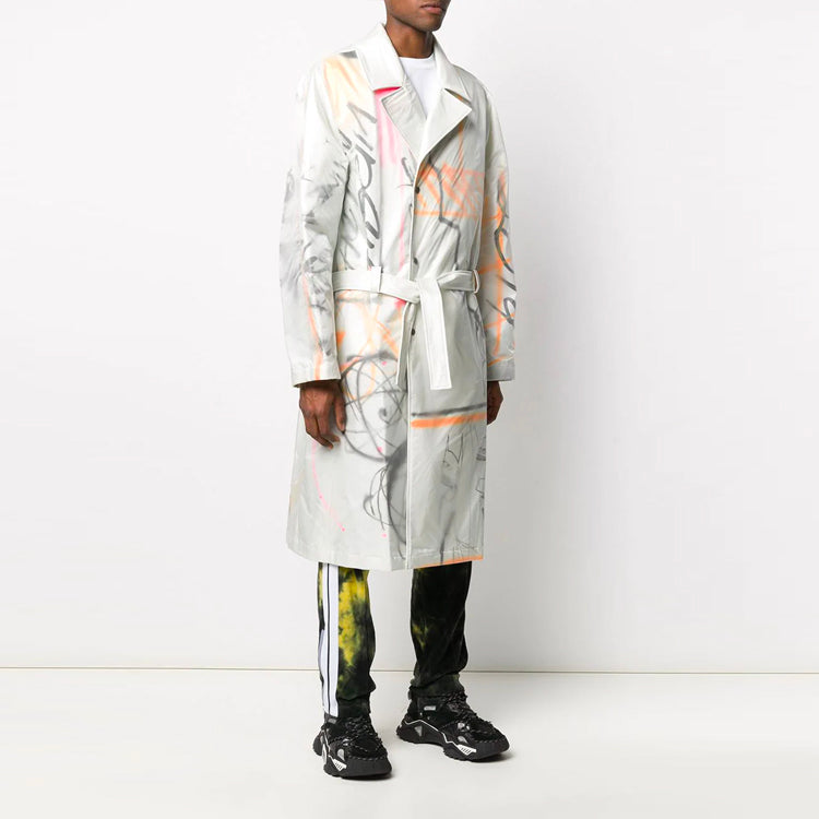 Off-White Printing Pattern single breasted Lacing Windbreaker Ordinary Version White OMEA217S20I100520188