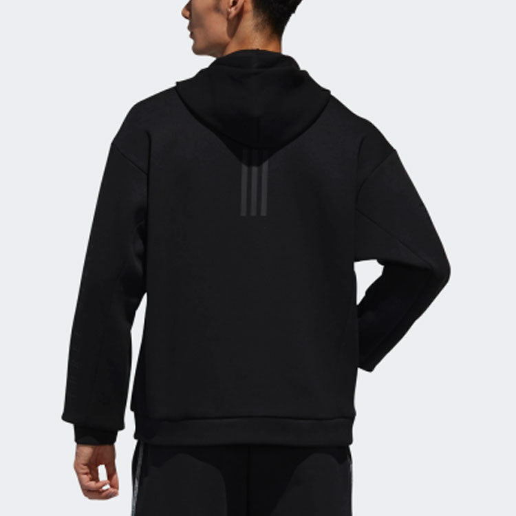 Men's adidas S2s Spc Hd Solid Color Casual Sports Zipper Jacket Black DV3342