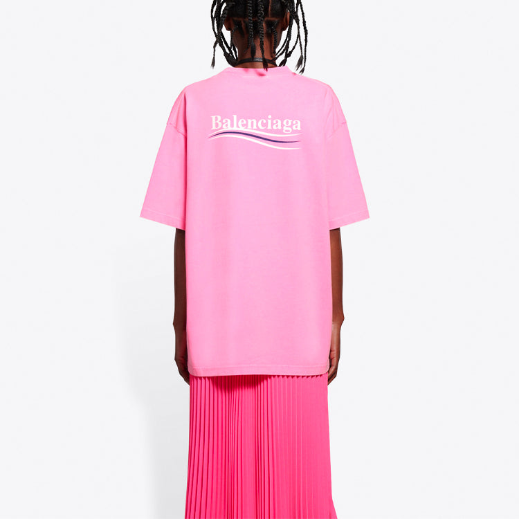 Balenciaga Political Campaign Logo Round-neck Tee Pink/Red 641655TJVF75713
