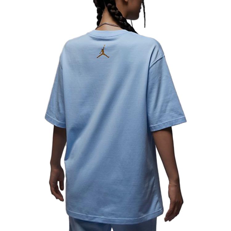 (WMNS) Air Jordan Graphic Logo Oversize T-shirt Asia Sizing 'Light Blue' FQ0362-456