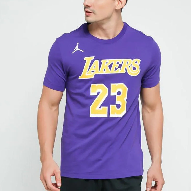 Air Jordan NBA Statement Edition Los Angeles Lakers LeBron James No. 23 Basketball Sports Short Sleeve Purple CV9987-551