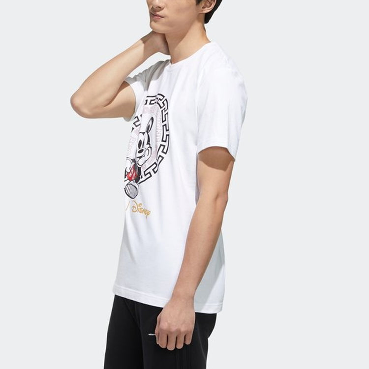 adidas neo x Disney Crossover Mickey Mouse Printing Sports Round Neck Short Sleeve White GE7775