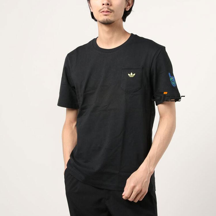 adidas originals Artist Tee Ss Back Printing Casual Round Neck Short Sleeve Black HA4690