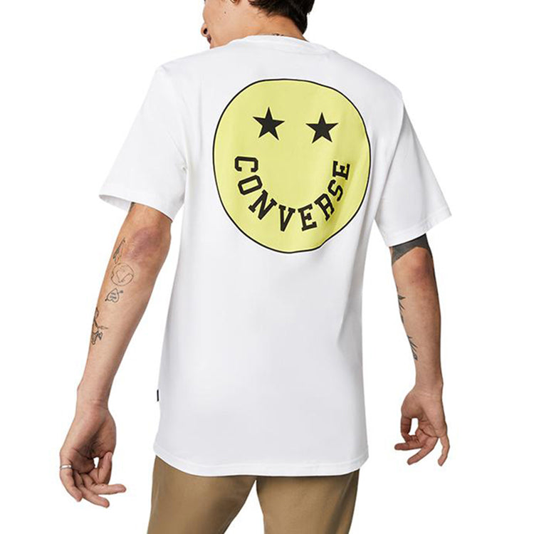 Men's Converse Smiling Face Pattern Sports Short Sleeve White 10018859-102