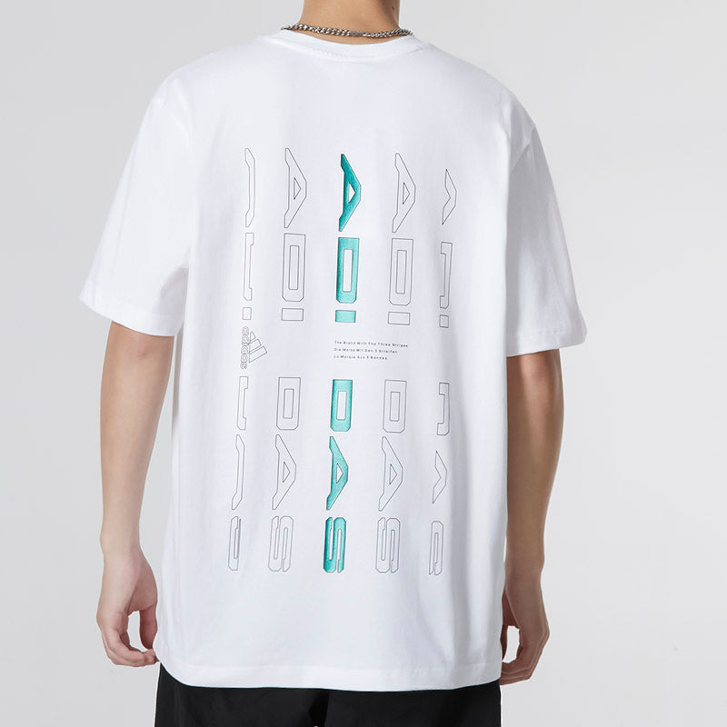 Men's adidas U JF SS Tee 2 Logo Athleisure Casual Sports Round Neck Short Sleeve White T-Shirt HM2979