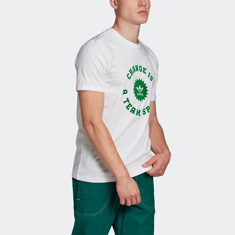 adidas originals Cts Circle Tee Alphabet Logo Printing Sports Round Neck Short Sleeve White GP4309