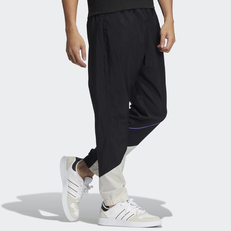 Men's adidas neo Contrasting Colors Elastic Waistband Casual Sports Pants/Trousers/Joggers Black HH7688