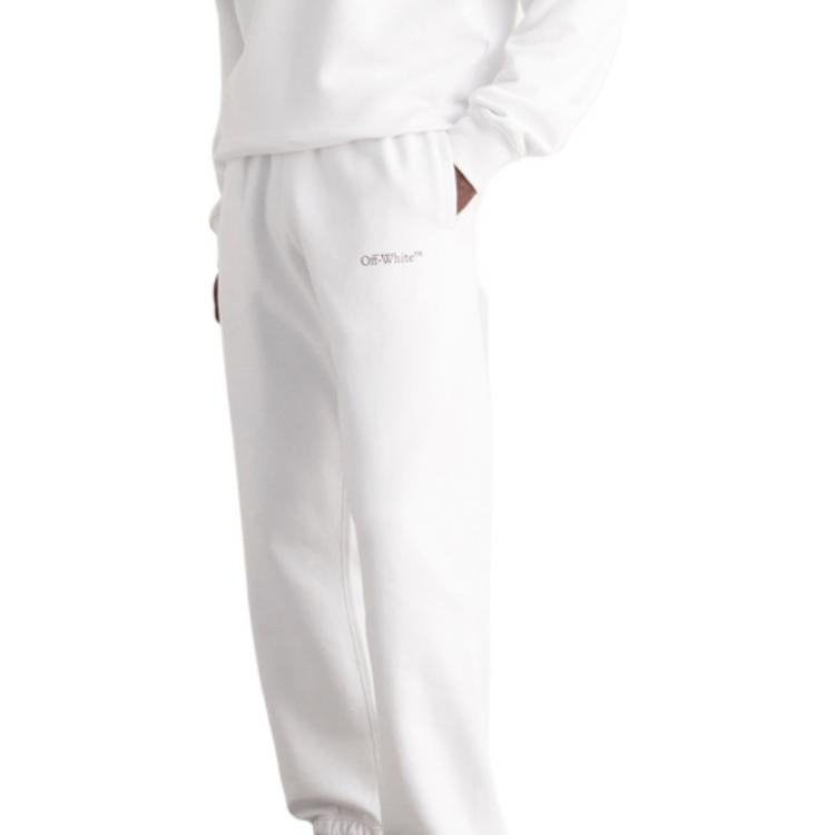 Men's Off-White FW22 Back Arrow Printing Elastic Waistband Bundle Feet Sports Pants/Trousers/Joggers White OMCH029S22FLE0010110