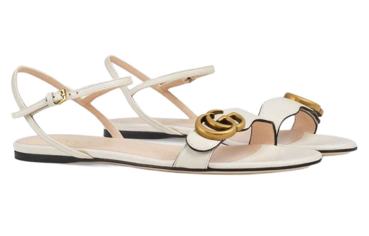 (WMNS) Gucci Double G Leather Sandal 'White' 524631-A3N00-9022