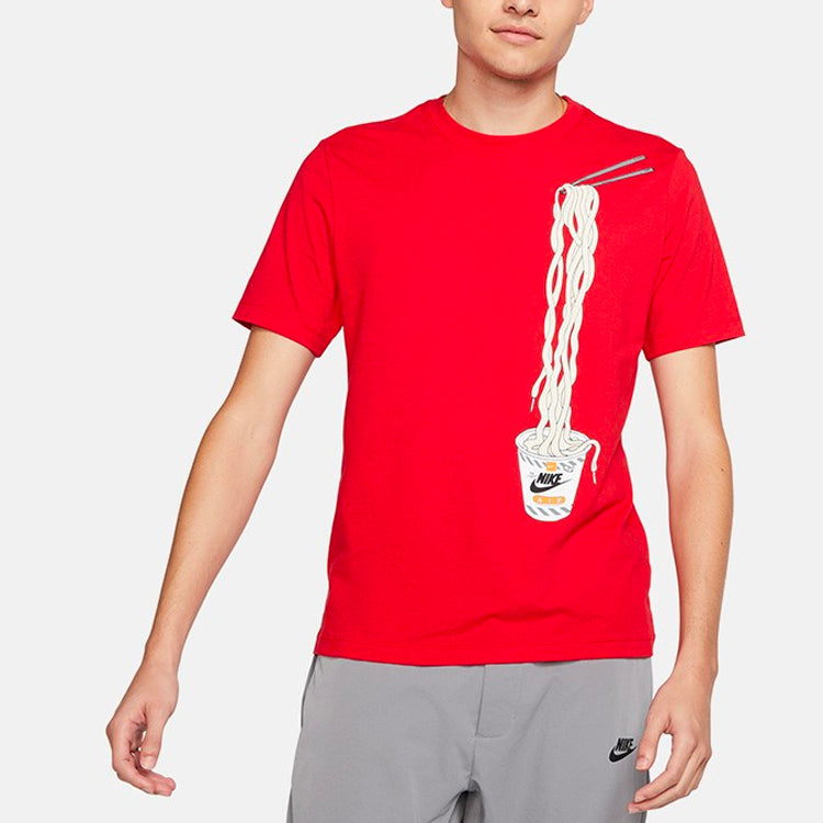 Nike Sportswear Printing Sports Round Neck Knit Short Sleeve Red CI6302-657