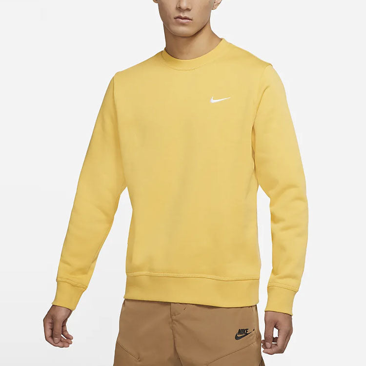 Men's Nike FW21 Solid Color Fleece Lined Stay Warm Pullover Yellow 916609-761