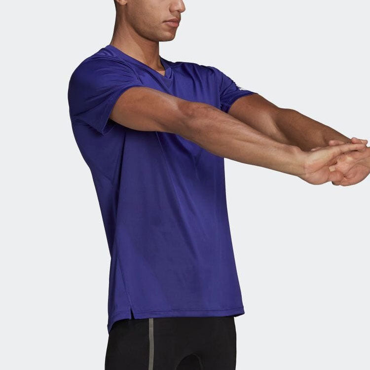 adidas Shoulder Logo Printing Solid Color Round Neck Short Sleeve Purple HB7482