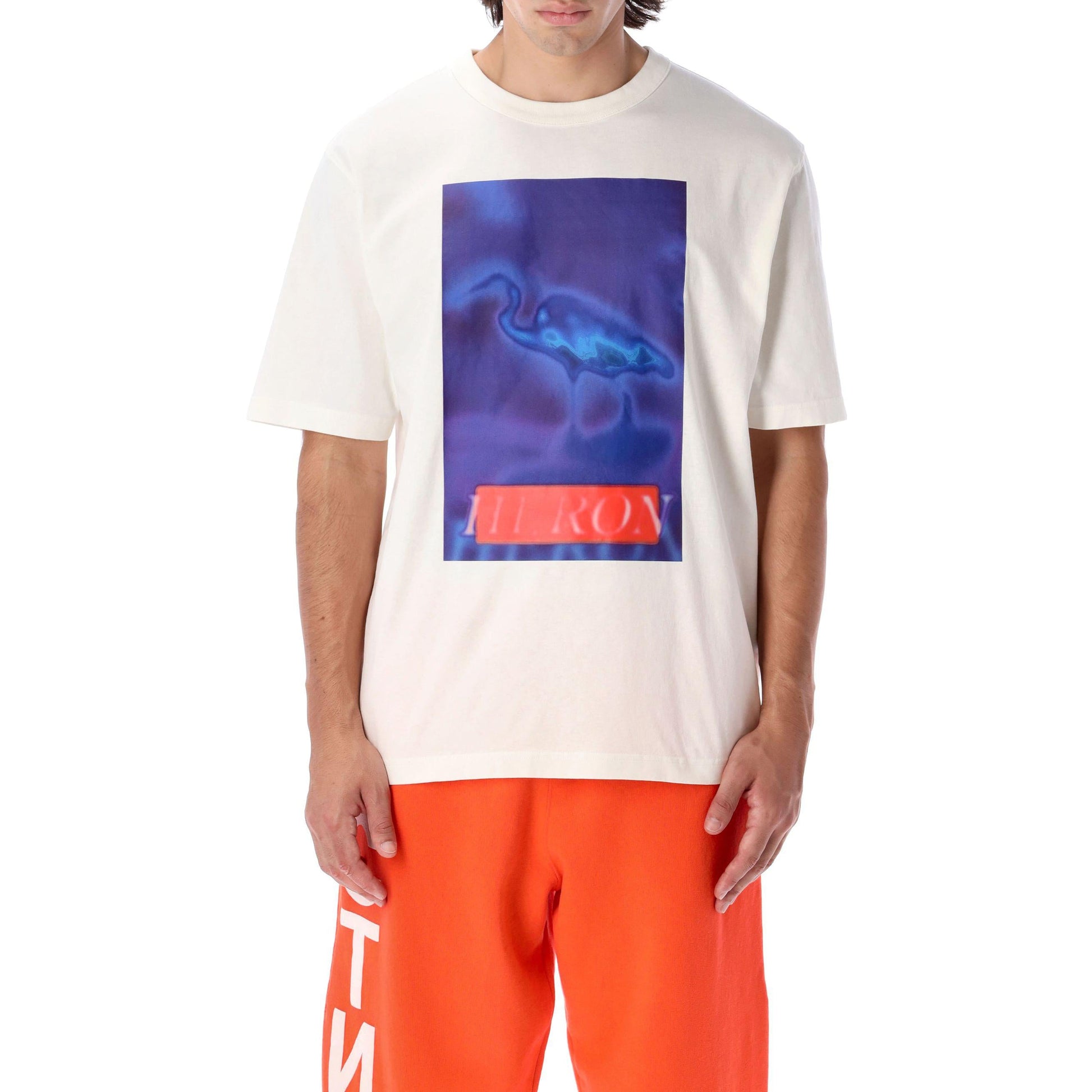 HERON PRESTON Fw22 Heron Censored Short-Sleeve T-Shirt 'White Navy Blue' HMAA032F22JER0040146