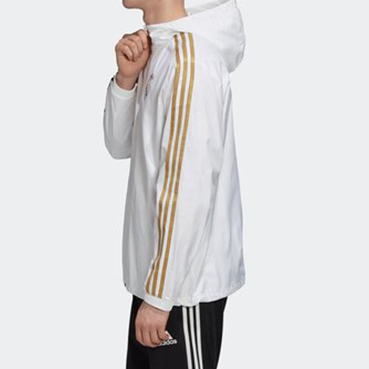 adidas Real Windbreakr Silk Screen Real Madrid Soccer/Football Sports Jacket White GE1996