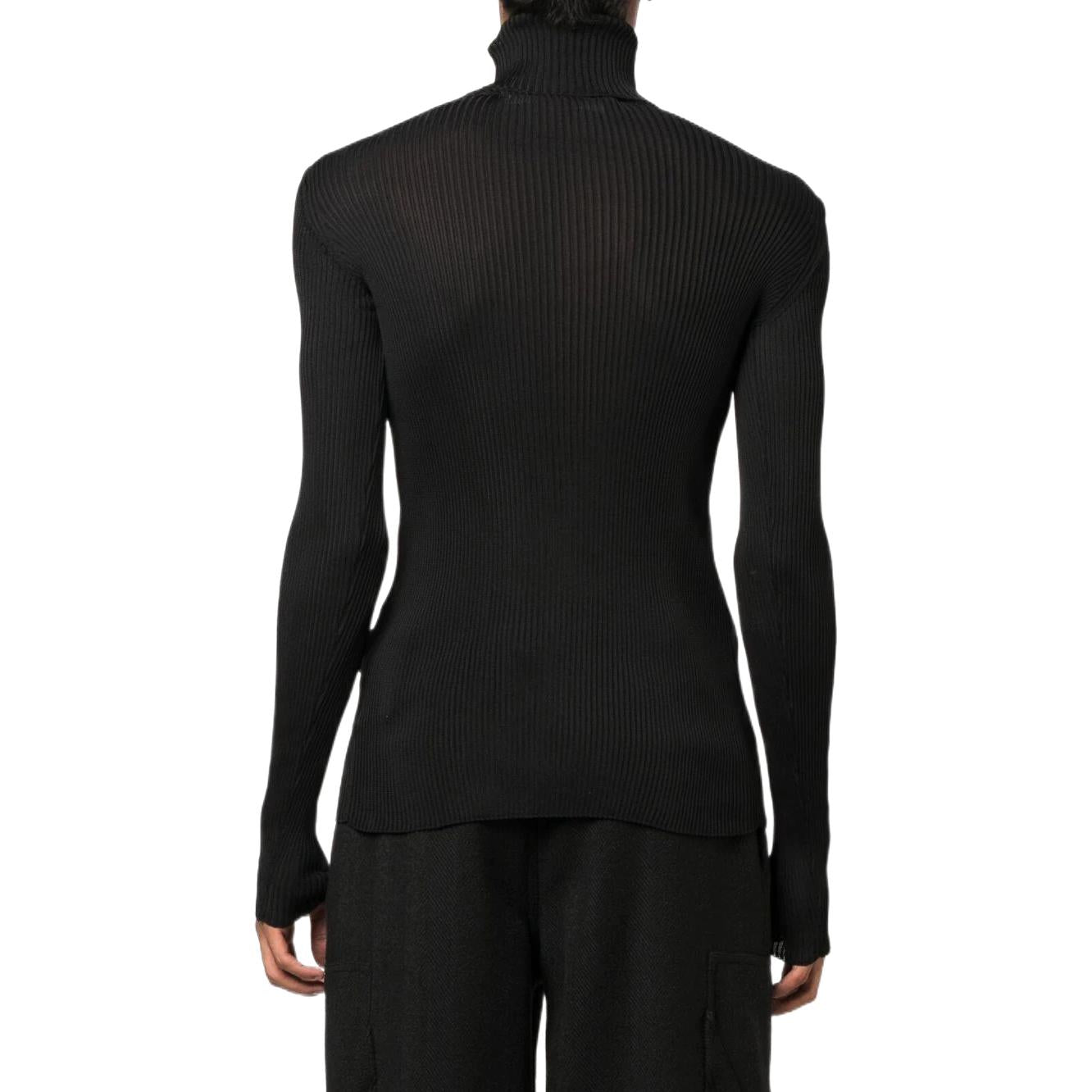Men's Off-White SS22 Helvet Ribbed Slim Fit Wool Sweater Black OMHF041F22KNI0011010BLACK