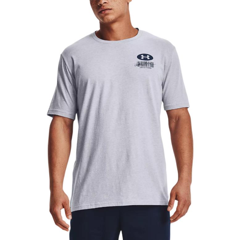 Under Armour Symbol Barcode T-shirt 'Grey Navy' 1370527-011