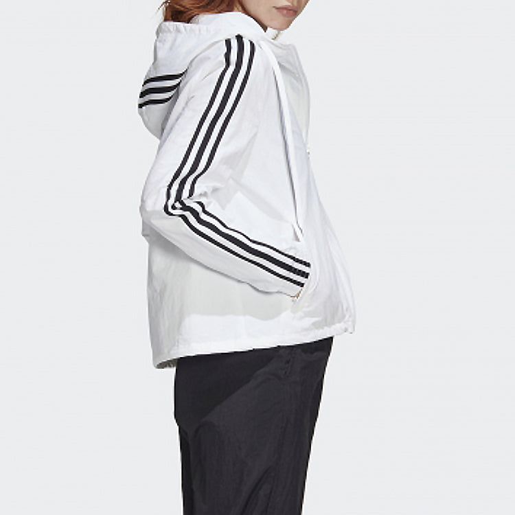 (WMNS) adidas originals Stripe Printing Sports Hooded Jacket White FU1730