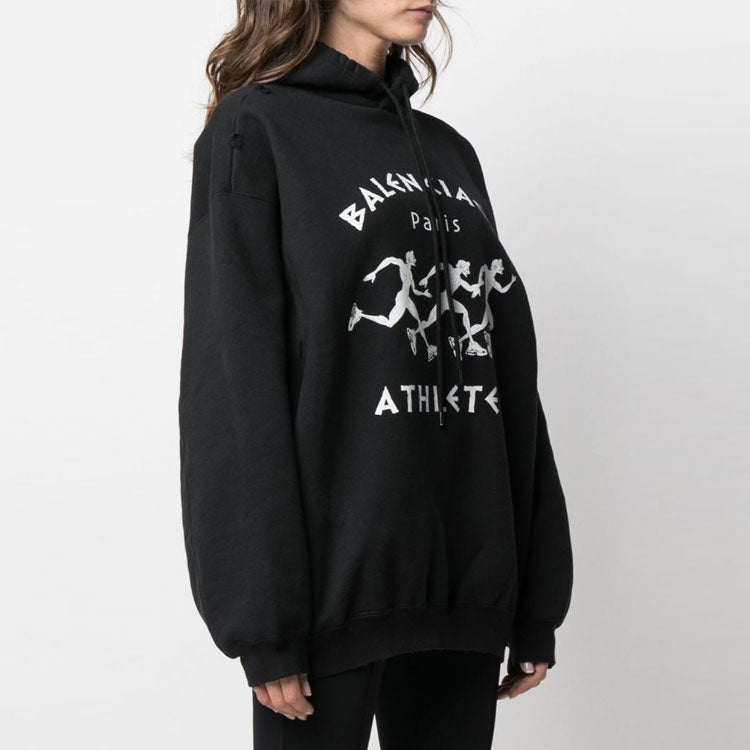 (WMNS) Balenciaga SS21 Printing Hoodie Black 641529TJVI71070