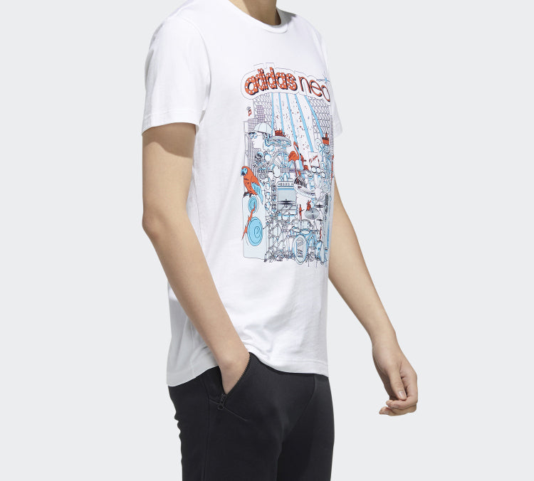 adidas neo M Faves Tee Sports Short Sleeve White FP7295